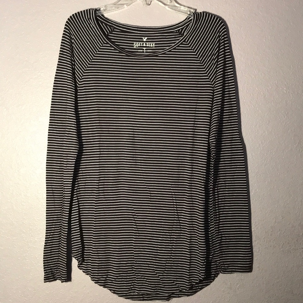 BROWN STRIPPED COMFY TEE-LONG SLEEVE
